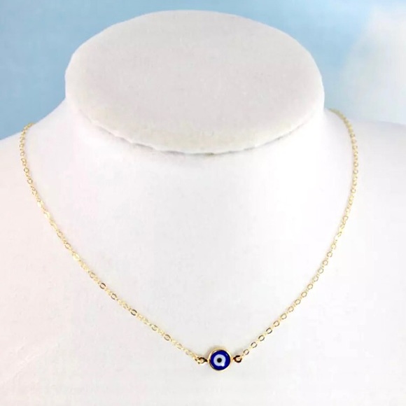 Evil Blue Eye Minimalist Symbolic Charm Necklace - Picture 5 of 6